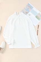 Load image into Gallery viewer, Frill Trim Balloon Sleeve Textured Blouse
