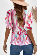 Load image into Gallery viewer, Printed V-Neck Babydoll Blouse