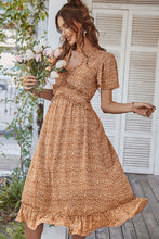 Load image into Gallery viewer, Leopard Frill Trim Flutter Sleeve Dress