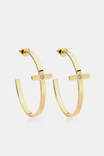 Load image into Gallery viewer, Stainless Steel Cross Hoop Earrings