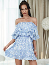Load image into Gallery viewer, Printed Off-Shoulder Ruffled Dress