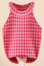 Load image into Gallery viewer, Plaid Round Neck Sleeveless Knit Top
