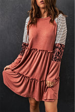 Load image into Gallery viewer, Mixed Print Frill Trim Long Sleeve Dress