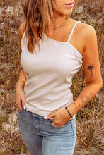 Load image into Gallery viewer, Asymmetrical Neck Sleeveless Waffle-Knit Tank