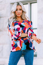 Load image into Gallery viewer, Geometric Flounce Sleeve Blouse