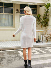 Load image into Gallery viewer, Notched Neck Cable-Knit Slit Sweater Dress