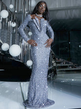 Load image into Gallery viewer, Sequin Decorative Plunge Neck Dress
