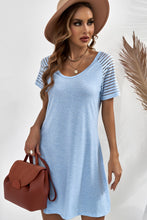 Load image into Gallery viewer, Sheer Striped Raglan Sleeve T-Shirt Dress