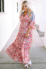 Load image into Gallery viewer, Deep V Three-Quarter Sleeve Maxi Dress