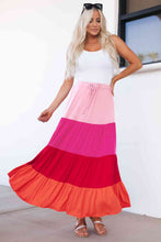 Load image into Gallery viewer, Color Block Tiered Maxi Skirt