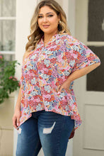 Load image into Gallery viewer, Plus Size Printed Notched Neck Half Sleeve Top
