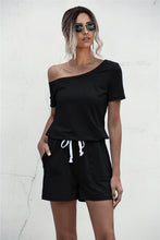 Load image into Gallery viewer, One Shoulder Tie Waist Romper