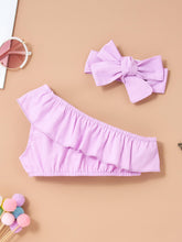 Load image into Gallery viewer, Baby Girl One-Shoulder Ruffled Top and Floral Shorts Set