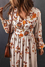Load image into Gallery viewer, Floral V-Neck Long Sleeve Maxi Dress