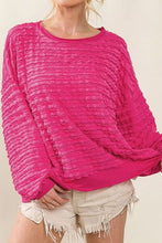 Load image into Gallery viewer, Texture Round Neck Dropped Shoulder Top