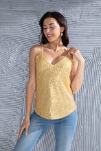 Load image into Gallery viewer, Sequin V-Neck Spaghetti Strap Cami