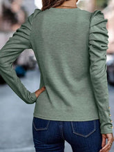 Load image into Gallery viewer, Round Neck Puff Sleeve Sleeve Blouse