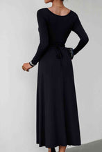 Load image into Gallery viewer, Scoop Neck Long Sleeve Lace-Up Maxi Dress