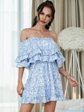 Load image into Gallery viewer, Printed Off-Shoulder Ruffled Dress