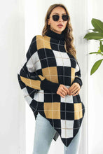 Load image into Gallery viewer, Plaid Turtleneck Dolman Sleeve Poncho