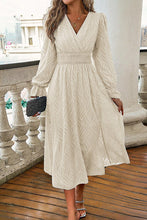 Load image into Gallery viewer, Smocked Surplice Flounce Sleeve Dress