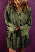 Load image into Gallery viewer, Button Up Collared Neck Long Sleeve Shirt Dress