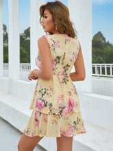 Load image into Gallery viewer, Floral Sleeveless Surplice Layered Mini Dress
