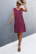 Load image into Gallery viewer, V-Neck Frill Trim Sleeveless Dress