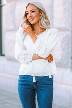 Load image into Gallery viewer, Swiss Dot Tassel Tie Blouse
