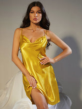 Load image into Gallery viewer, Spaghetti Strap Cowl Neck Satin Night Dress