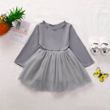 Load image into Gallery viewer, Girls Round Neck Ribbed Tulle Dress