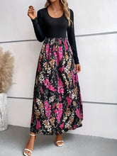 Load image into Gallery viewer, Floral Round Neck Long Sleeve Maxi Dress