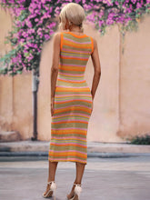 Load image into Gallery viewer, Striped Round Neck Sleeveless Midi Cover Up Dress