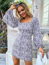 Load image into Gallery viewer, Ditsy Floral Balloon Sleeve Square Neck Dress