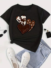 Load image into Gallery viewer, Heart Round Neck Short Sleeve T-Shirt
