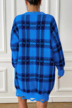 Load image into Gallery viewer, Plaid V-Neck Long Sleeve Sweater Dress