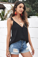 Load image into Gallery viewer, Buttoned Lace Trim Plunge Cami