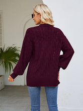 Load image into Gallery viewer, Openwork Open Front Lantern Sleeve Cardigan