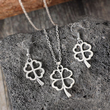 Load image into Gallery viewer, Lucky Clover Alloy Earrings and Necklace Jewelry Set