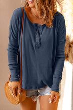 Load image into Gallery viewer, Waffle Knit Henley Long Sleeve Top