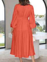 Load image into Gallery viewer, Deep V-Neck Balloon Sleeve Plain Maxi Dress