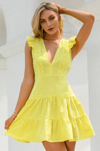 Load image into Gallery viewer, Tie-Back Tiered Plunge Mini Dress