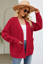 Load image into Gallery viewer, Open Front Raglan Sleeve Pocketed Cardigan