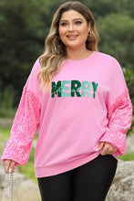 Load image into Gallery viewer, Plus Size MERRY CHRISTMAS Sequin Dropped Shoulder Sweatshirt