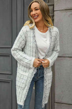 Load image into Gallery viewer, Plaid Fringe Trim Open Front Longline Cardigan