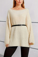 Load image into Gallery viewer, Boat Neck Dropped Shoulder Mini Sweater Dress