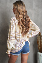 Load image into Gallery viewer, Printed Flounce Sleeve Ruffled Neck Blouse
