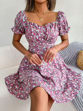 Load image into Gallery viewer, Floral Sweetheart Neck Flounce Sleeve Mini Dress