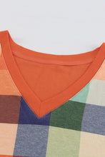 Load image into Gallery viewer, Plus Size Plaid V-Neck Spliced Top
