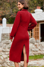 Load image into Gallery viewer, Half Zip Collared Neck Slit Midi Dress